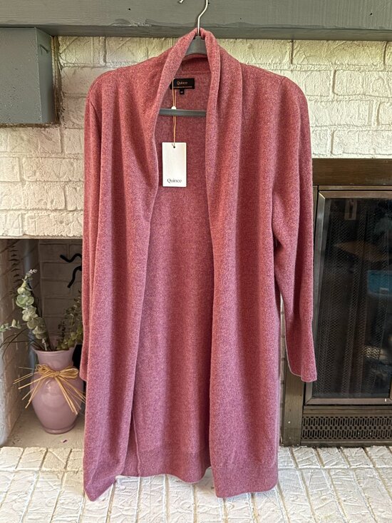 Quince Sweaters - Quince 100% Mongolian Cashmere Duster Cardigan Sweater M NWT Heather Rose Pink
